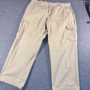Columbia Mens Cargo Pants XL Khaki Tan Cotton Twill Hiking Outdoor 0205 AM 8341